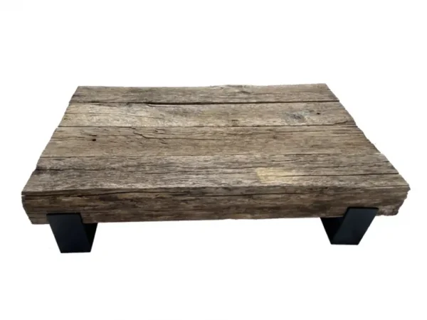 Table basse en poutre de bois vieilli 120x80x26 cm Premium – Image 3